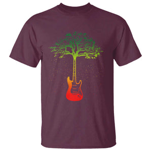 Reggae Music Guitar Rastafarian Roots Rasta Jamaican T Shirt TS11 Maroon Print Your Wear