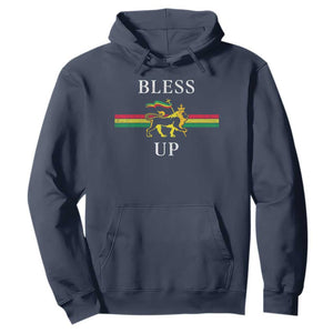 Bless Up Hoodie Rastafari Lion Of Judah Reggae Music TS11 Navy Print Your Wear