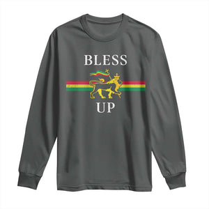 Bless Up Long Sleeve Shirt Rastafari Lion Of Judah Reggae Music TS11 Dark Heather Print Your Wear