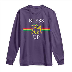 Bless Up Long Sleeve Shirt Rastafari Lion Of Judah Reggae Music TS11 Purple Print Your Wear