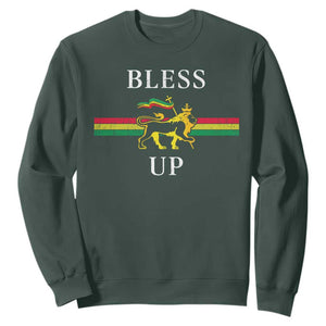 Bless Up Sweatshirt Rastafari Lion Of Judah Reggae Music TS11 Dark Forest Green Print Your Wear