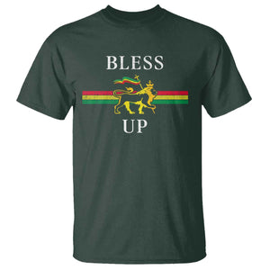 Bless Up T Shirt Rastafari Lion Of Judah Reggae Music TS11 Dark Forest Green Print Your Wear