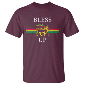 Bless Up T Shirt Rastafari Lion Of Judah Reggae Music TS11 Maroon Print Your Wear