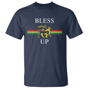Bless Up T Shirt Rastafari Lion Of Judah Reggae Music TS11 Navy Print Your Wear