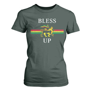 Bless Up T Shirt For Women Rastafari Lion Of Judah Reggae Music TS11 Dark Forest Green Print Your Wear