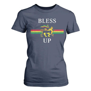 Bless Up T Shirt For Women Rastafari Lion Of Judah Reggae Music TS11 Navy Print Your Wear