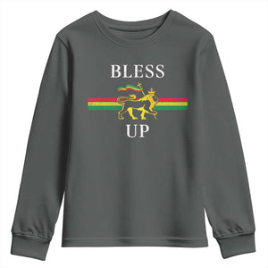 Bless Up Youth Sweatshirt Rastafari Lion Of Judah Reggae Music TS11 Dark Heather Print Your Wear
