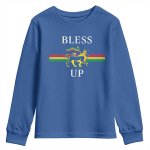 Bless Up Youth Sweatshirt Rastafari Lion Of Judah Reggae Music TS11 Royal Blue Print Your Wear