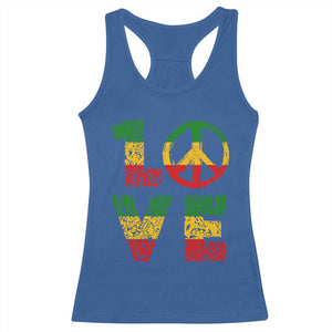 One Love Jamaica Racerback Tank Top Reggae Music Peace Sign Rastafarian TS11 Royal Blue Print Your Wear