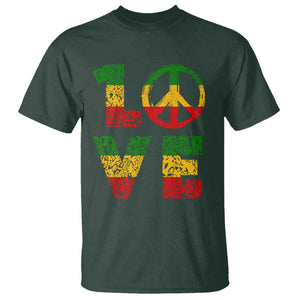 One Love Jamaica T Shirt Reggae Music Peace Sign Rastafarian TS11 Dark Forest Green Print Your Wear