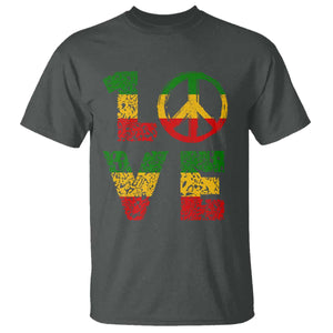 One Love Jamaica T Shirt Reggae Music Peace Sign Rastafarian TS11 Dark Heather Print Your Wear