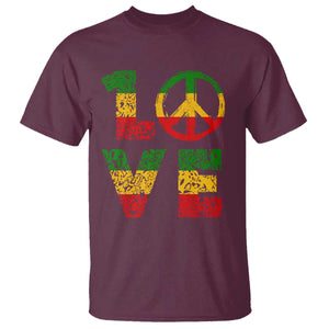 One Love Jamaica T Shirt Reggae Music Peace Sign Rastafarian TS11 Maroon Print Your Wear