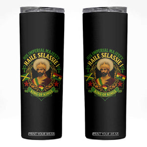 Haile Selassie Skinny Tumbler King Of Kings His Imperial Majesty Rastafari Flag TS11 Black Print Your Wear