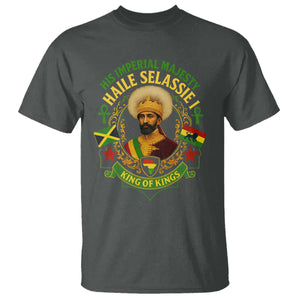 Haile Selassie T Shirt King Of Kings His Imperial Majesty Rastafari Flag TS11 Dark Heather Print Your Wear
