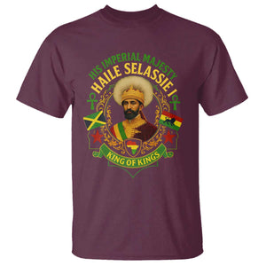 Haile Selassie T Shirt King Of Kings His Imperial Majesty Rastafari Flag TS11 Maroon Print Your Wear