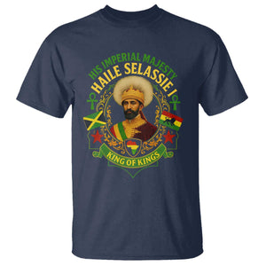 Haile Selassie T Shirt King Of Kings His Imperial Majesty Rastafari Flag TS11 Navy Print Your Wear