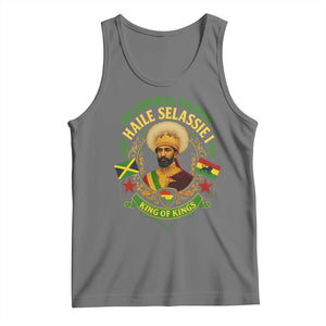Haile Selassie Tank Top King Of Kings His Imperial Majesty Rastafari Flag TS11 Black Heather Print Your Wear