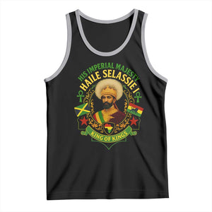 Haile Selassie Tank Top King Of Kings His Imperial Majesty Rastafari Flag TS11 Black Athletic Heather Print Your Wear