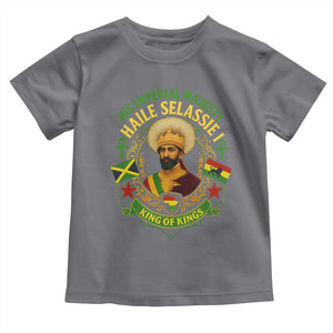 Haile Selassie Toddler T Shirt King Of Kings His Imperial Majesty Rastafari Flag TS11 Charcoal Print Your Wear