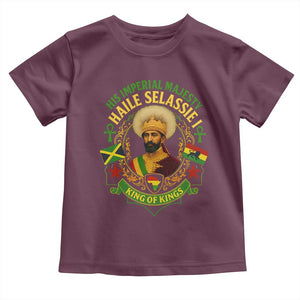 Haile Selassie Toddler T Shirt King Of Kings His Imperial Majesty Rastafari Flag TS11 Maroon Print Your Wear