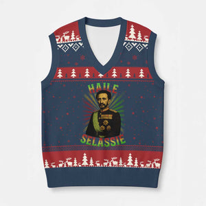 Emperor Haile Selassie V-Neck Knit Sweater Vest Ras Tafari His Imperial Majesty Jamaican TS11 Navy Red Print Your Wear