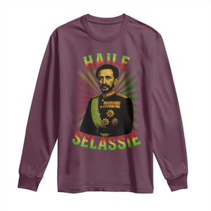 Emperor Haile Selassie Long Sleeve Shirt Ras Tafari His Imperial Majesty Jamaican TS11 Maroon Print Your Wear
