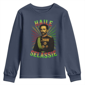 Emperor Haile Selassie Youth Sweatshirt Ras Tafari His Imperial Majesty Jamaican TS11 Navy Print Your Wear