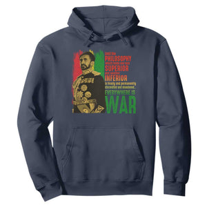 Haile Selassie Quotes Hoodie Until The Philosophy Which Holds One Race Speech War TS11 Navy Print Your Wear