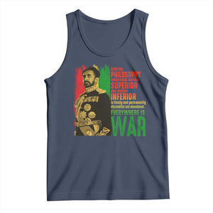 Haile Selassie Quotes Tank Top Until The Philosophy Which Holds One Race Speech War TS11 Navy Print Your Wear