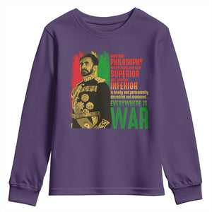 Haile Selassie Quotes Youth Sweatshirt Until The Philosophy Which Holds One Race Speech War TS11 Purple Print Your Wear