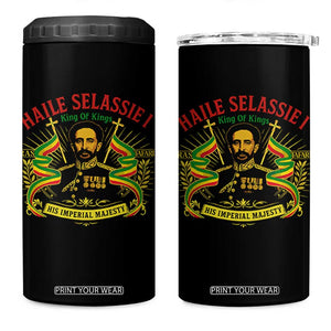 Haile Selassie 4 in 1 Can Cooler Tumbler Ras Tafari King Of Kings His Imperial Majesty TS11 One Size: 16 oz Black Print Your Wear