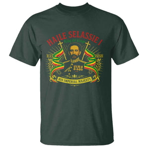 Haile Selassie T Shirt Ras Tafari King Of Kings His Imperial Majesty TS11 Dark Forest Green Print Your Wear