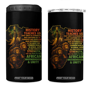 Haile Selassie Quotes 4 in 1 Can Cooler Tumbler History Teaches Us That Unity Is Strength Rasta Lions of Judah TS11 One Size: 16 oz Black Print Your Wear