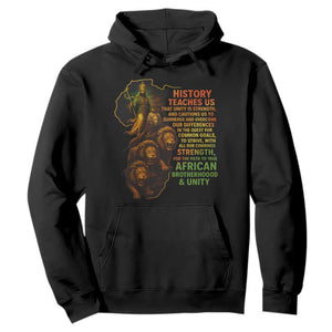 Haile Selassie Quotes Hoodie History Teaches Us That Unity Is Strength Rasta Lions of Judah TS11 Black Print Your Wear