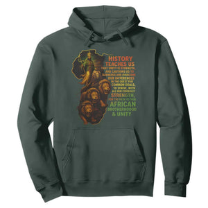Haile Selassie Quotes Hoodie History Teaches Us That Unity Is Strength Rasta Lions of Judah TS11 Dark Forest Green Print Your Wear