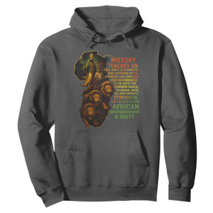 Haile Selassie Quotes Hoodie History Teaches Us That Unity Is Strength Rasta Lions of Judah TS11 Dark Heather Print Your Wear