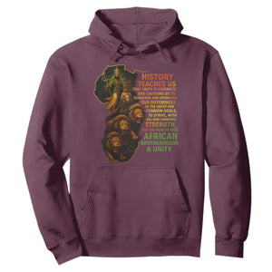 Haile Selassie Quotes Hoodie History Teaches Us That Unity Is Strength Rasta Lions of Judah TS11 Maroon Print Your Wear