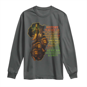 Haile Selassie Quotes Long Sleeve Shirt History Teaches Us That Unity Is Strength Rasta Lions of Judah TS11 Dark Heather Print Your Wear