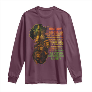 Haile Selassie Quotes Long Sleeve Shirt History Teaches Us That Unity Is Strength Rasta Lions of Judah TS11 Maroon Print Your Wear