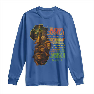 Haile Selassie Quotes Long Sleeve Shirt History Teaches Us That Unity Is Strength Rasta Lions of Judah TS11 Royal Blue Print Your Wear