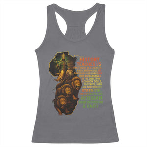 Haile Selassie Quotes Racerback Tank Top History Teaches Us That Unity Is Strength Rasta Lions of Judah TS11 Charcoal Print Your Wear