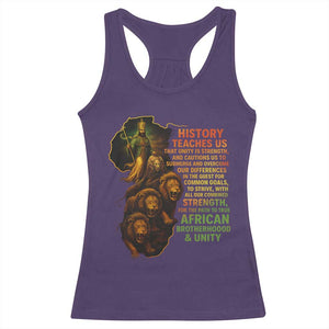 Haile Selassie Quotes Racerback Tank Top History Teaches Us That Unity Is Strength Rasta Lions of Judah TS11 Purple Print Your Wear