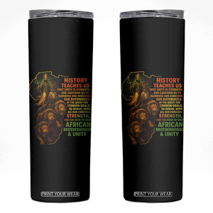 Haile Selassie Quotes Skinny Tumbler History Teaches Us That Unity Is Strength Rasta Lions of Judah TS11 Black Print Your Wear