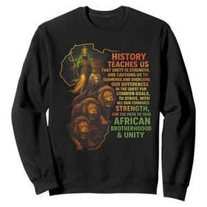 Haile Selassie Quotes Sweatshirt History Teaches Us That Unity Is Strength Rasta Lions of Judah TS11 Black Print Your Wear