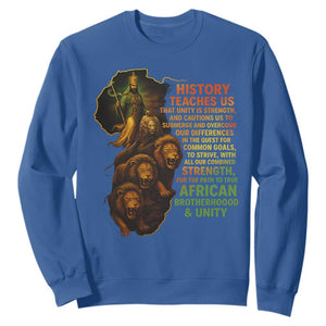 Haile Selassie Quotes Sweatshirt History Teaches Us That Unity Is Strength Rasta Lions of Judah TS11 Royal Blue Print Your Wear