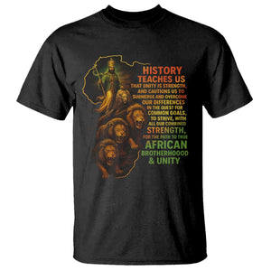 Haile Selassie Quotes T Shirt History Teaches Us That Unity Is Strength Rasta Lions of Judah TS11 Black Print Your Wear