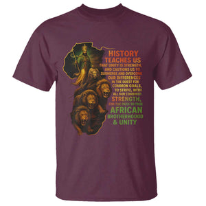 Haile Selassie Quotes T Shirt History Teaches Us That Unity Is Strength Rasta Lions of Judah TS11 Maroon Print Your Wear