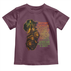 Haile Selassie Quotes Toddler T Shirt History Teaches Us That Unity Is Strength Rasta Lions of Judah TS11 Maroon Print Your Wear