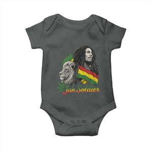 Jah Soldier Baby Onesie Lion Of Judah Reggae Rastafari Flag TS11 Dark Heather Print Your Wear
