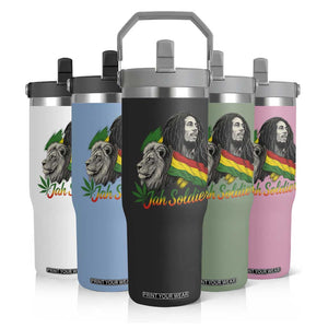 Jah Soldier Flip Straw Tumbler Lion Of Judah Reggae Rastafari Flag TS11 Print Your Wear
